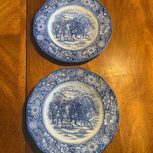 2 Staffordshire Liberty Blue 8 3/4” Luncheon Plates